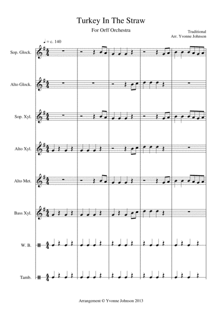 Turkey In The Straw - For Orff Ensemble (arr. Yvonne Johnson)