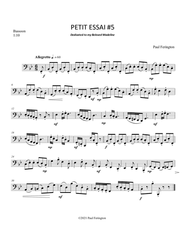 PETIT ESSAI #5 for Unaccompanied Bassoon