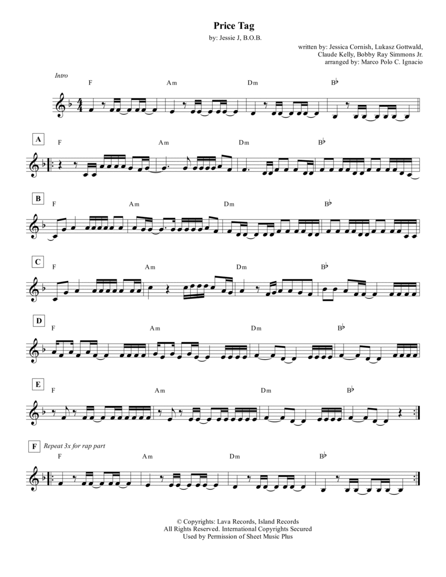 Price Tag (arr. Marco Polo C. Ignacio)