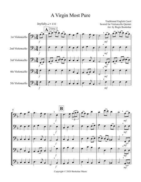 A Virgin Most Pure (F) (Violoncello Quintet) (arr. Regis Bookshar)