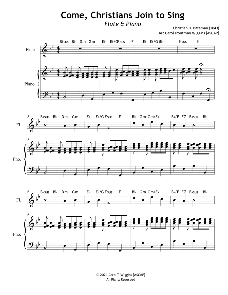 Come, Christians, Join to Sing (Flute & Piano) (arr. Carol Troutman Wiggins)