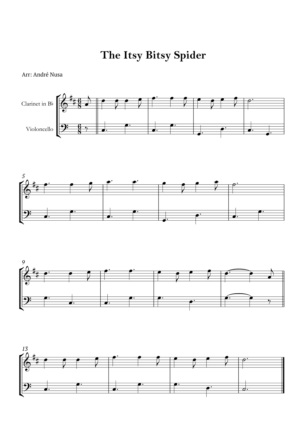 The Itsy Bitsy Spider (arr. André Nusa)