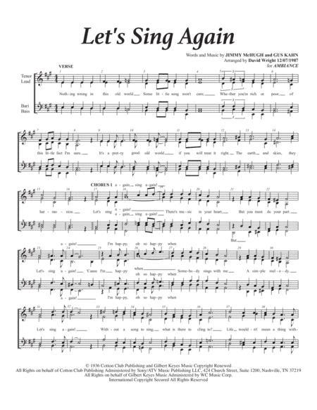 Let's Sing Again (arr. David Wright)