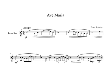 Ave Maria - Franz Schubert (Tenor Sax) (arr. Digital Book Music)