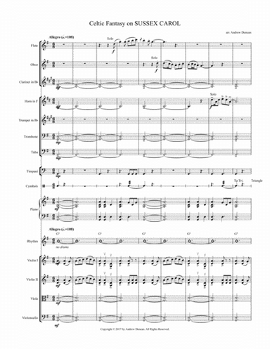 Celtic Fantasy on SUSSEX CAROL for Chamber Orchestra (arr. Andrew Duncan)