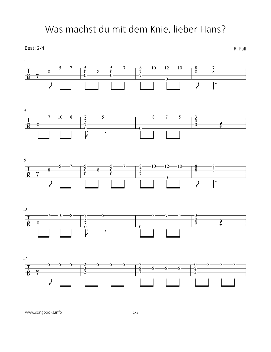 Was machst du mit dem Knie, lieber Hans (arr. Bettina Schipp)