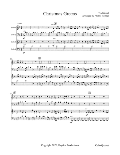 Christmas Greens - Cello Quartet (arr. Phyllis Hopper)