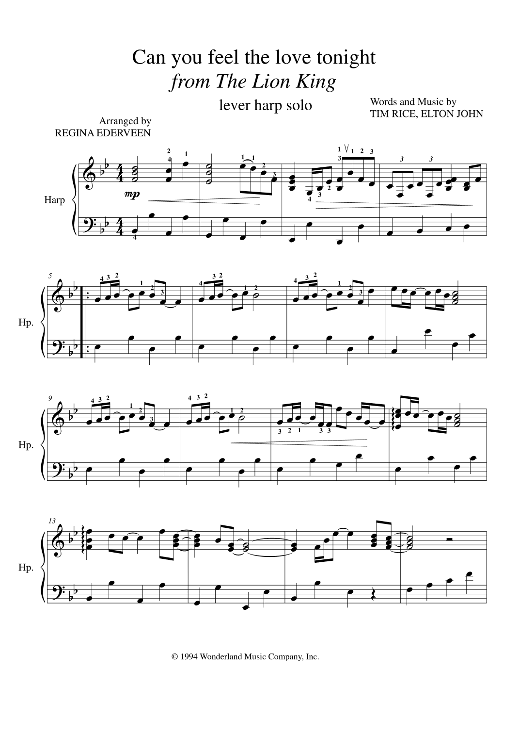 Can You Feel The Love Tonight (arr. Regina Ederveen)