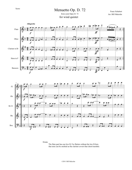 Menuetto and Finale Op. 72 D (arr. Bill Malcolm)