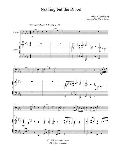 Nothing But the Blood (Cello-Piano) (arr. Marty Parks)