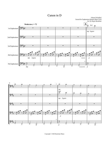 Canon in D (Pachelbel) (D) (Euphonium Quintet - Bass Clef) (arr. Regis Bookshar)
