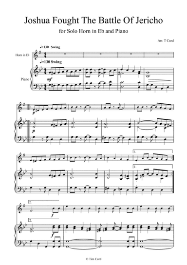 Joshua Fought the Battle of Jericho for Solo Horn in Eb and Piano (arr. Tim Curd)