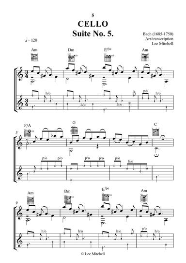 Cello Suite No.5. (arr. Lee Mitchell)