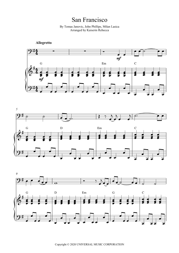 San Francisco (arr. Kaiserin Rebecca)