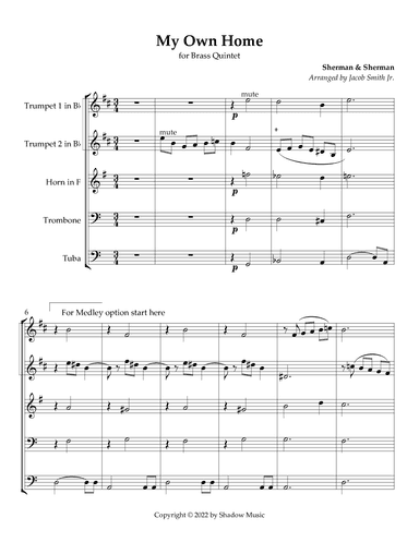 My Own Home (jungle Book Theme) (arr. Jacob Smith, Jr.)