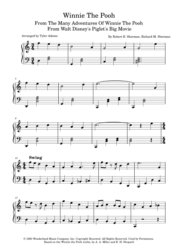 Winnie The Pooh (arr. Tyler Adams)