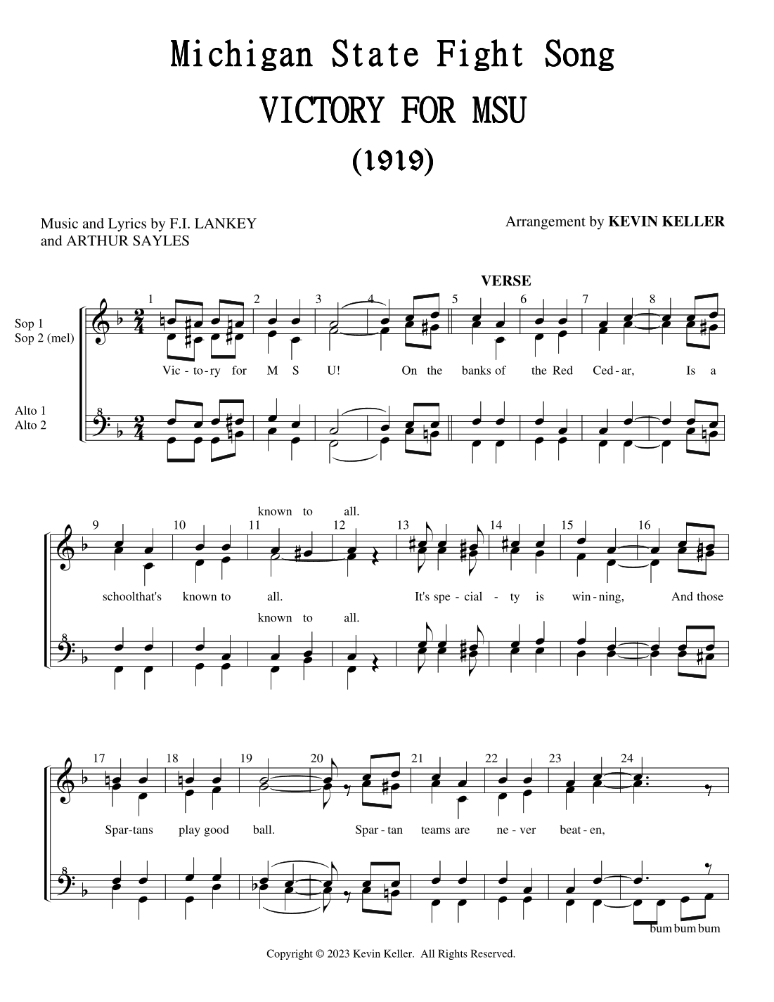 Victory for MSU (Michigan State Fight Song) (arr. Kevin Keller)