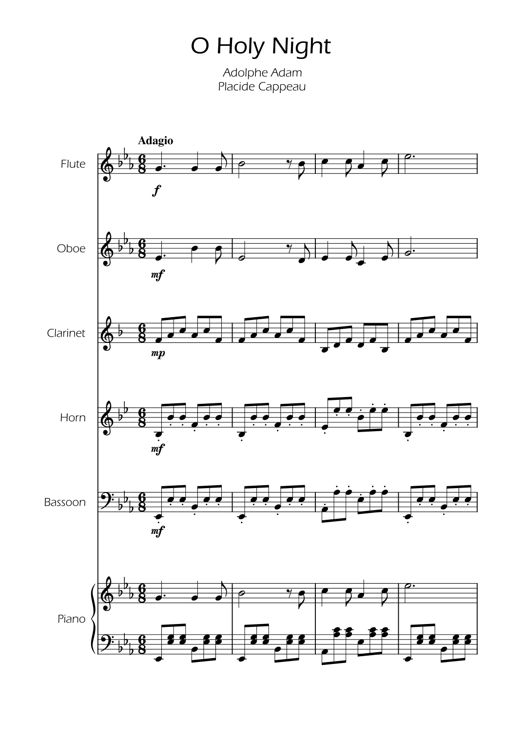 O Holy Night - Woodwind Quintet w/ Piano (arr. Ygor Nunes)