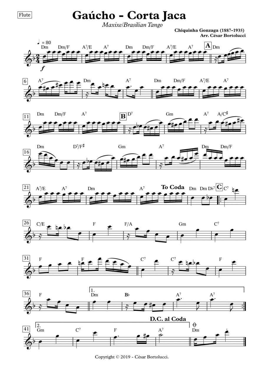 Corta Jaca ou Gaúcho - Flute with Chords (arr. ACT Bortolucci)