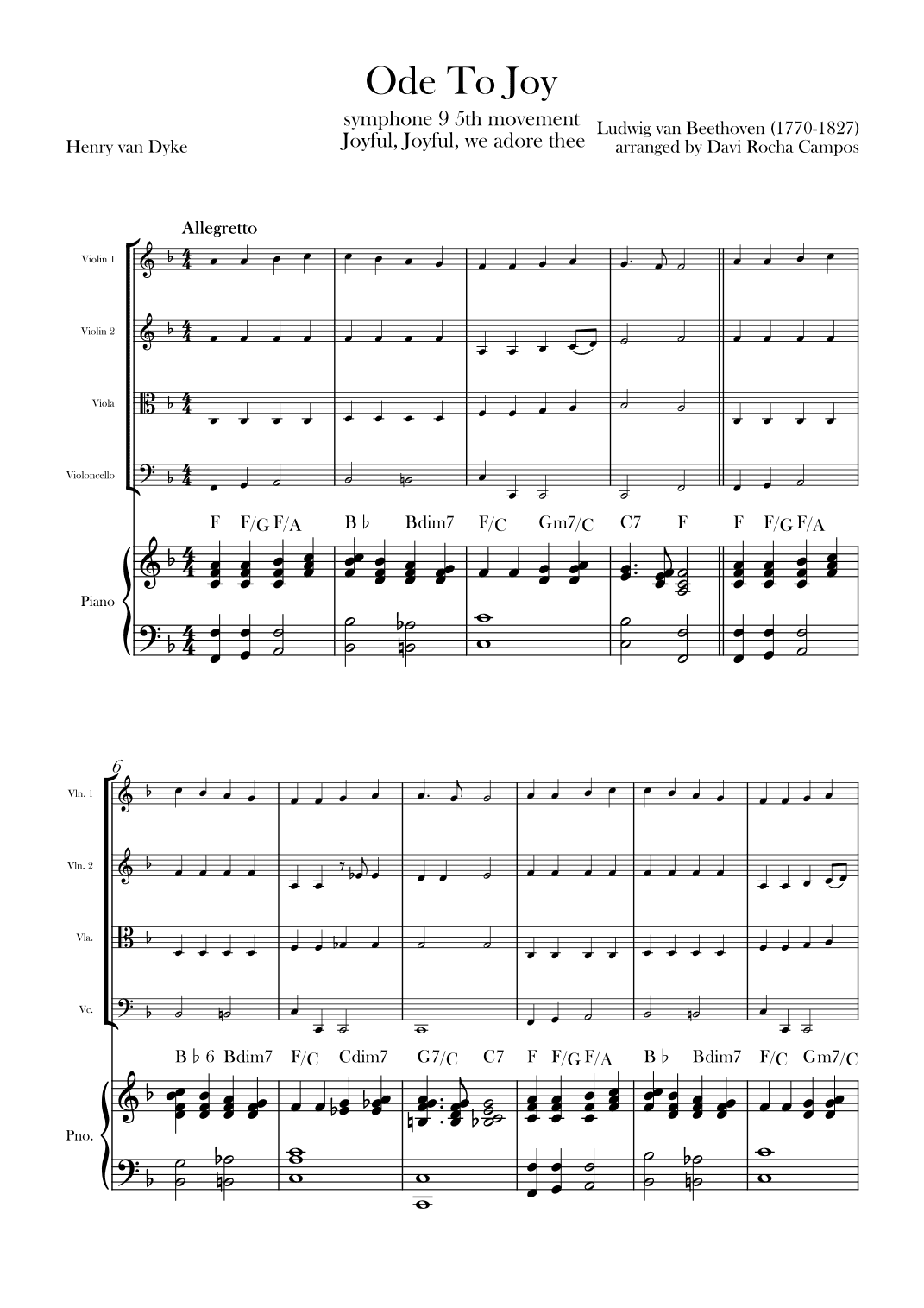 Ode To joy (Symphony 9 5th movement) (arr. Davi Rocha Campos)