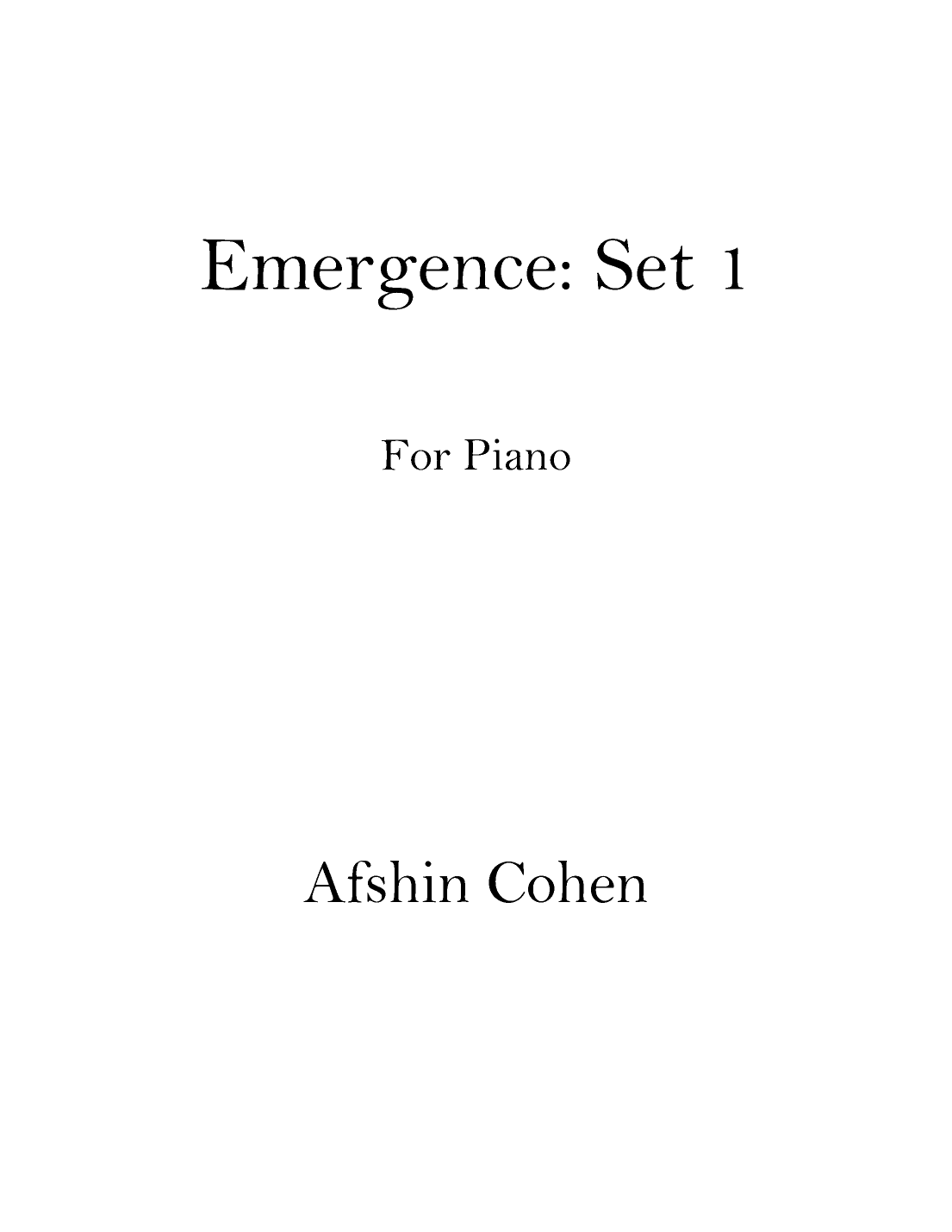 Emergence: Set 1