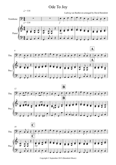 Ode to Joy for Trombone and Piano (arr. David Burndrett)