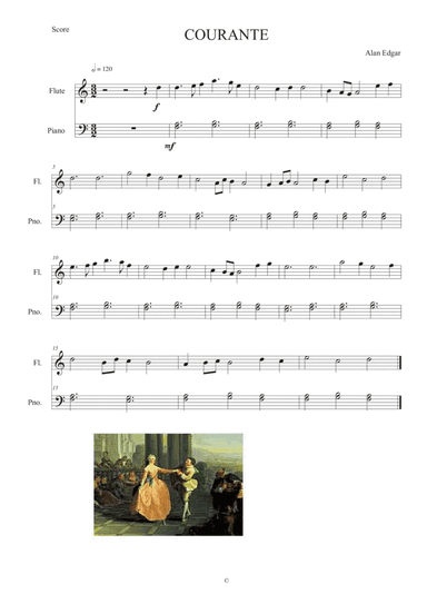 COURANTE for Flute and either HARP or PIANOFORTE
