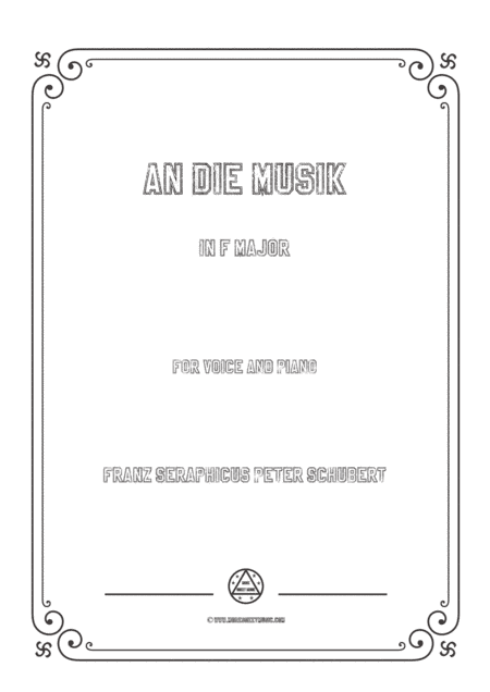 Schubert-An die Musik in F Major,for voice and piano (arr. MSM)