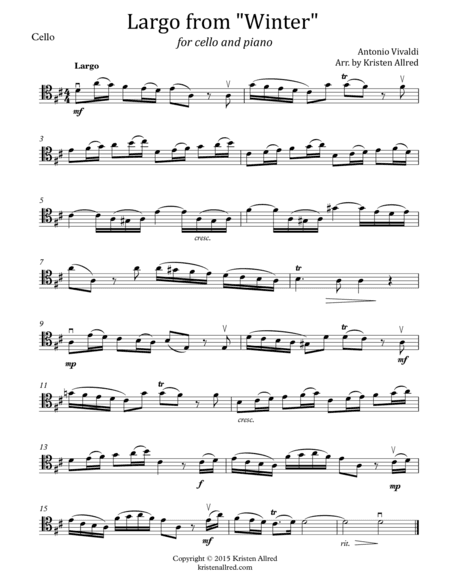 Largo from Winter for Cello and Piano (arr. Kristen Allred)
