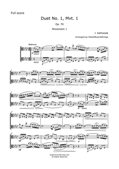 Kalliwoda, J. - Duet No. 1 Mvt. 1, (Op. 70) for Two Violas (arr. SheetMusic4Strings)