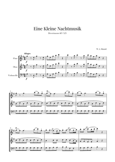 Eine Kleine Nachtmusik for Flute, Oboe and Cello (arr. Cadenza Editions)