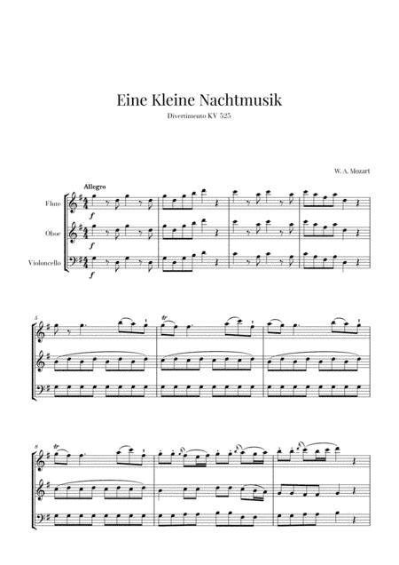 Eine Kleine Nachtmusik for Flute, Oboe and Cello (arr. Cadenza Editions)