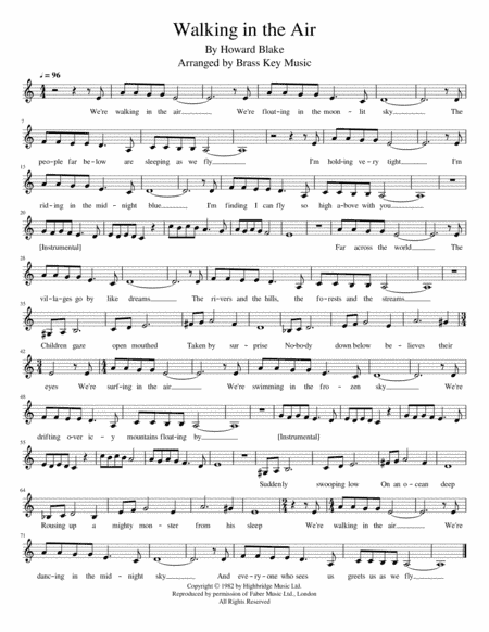 Walking In The Air (arr. Brass Key Music)