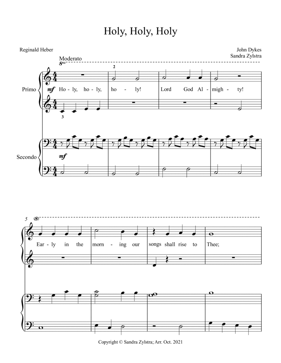 Holy, Holy, Holy (beginning solo with optional elementary duet) (arr. Sandra Zylstra)