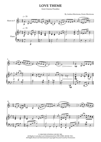 Love Theme (tema D'amore) (arr. Karen Gueiros)