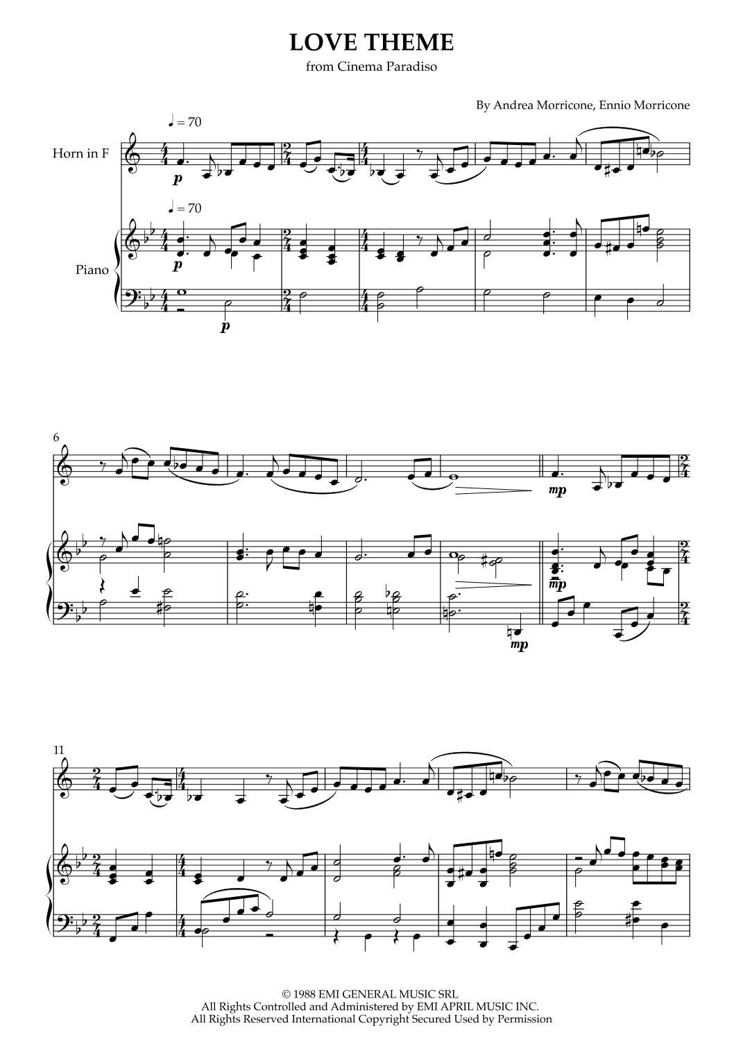 Love Theme (tema D'amore) (arr. Karen Gueiros)