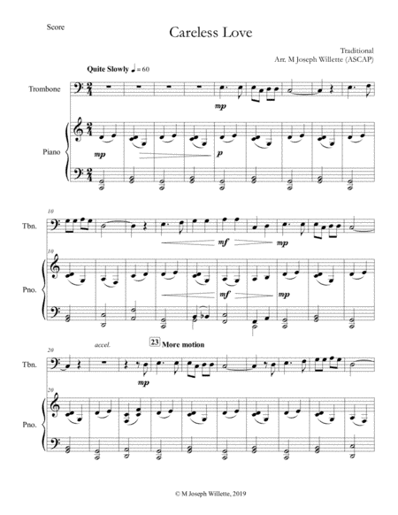 Careless Love - Trombone Solo w/ Piano (arr. M Joseph Willette)