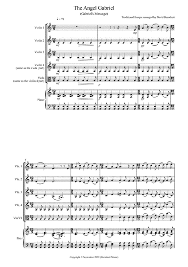 The Angel Gabriel for Violin Quartet (arr. David Burndrett)