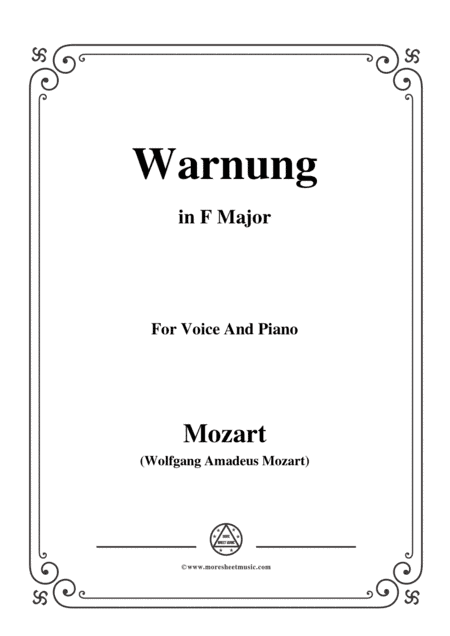 Mozart-Warnung,in F Major,for Voice and Piano (arr. MSM)