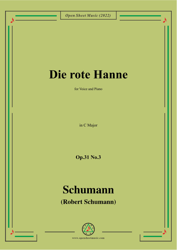 Schumann-Die rote Hanne,Op.31 No.3,in C Major (arr. OSM Press)
