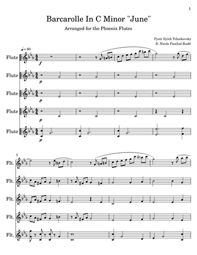 Barcarolle In C Minor "June" Score (arr. B. Nicole Paschal-Rudd)