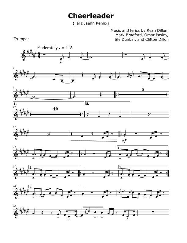 Cheerleader (arr. David Lartey)