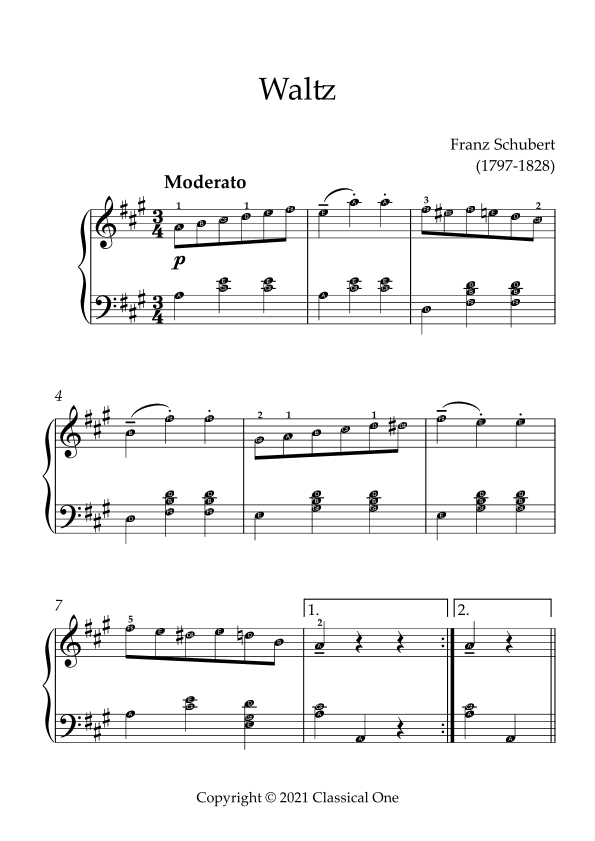 Schubert - Waltz(With Note name) (arr. MPS)
