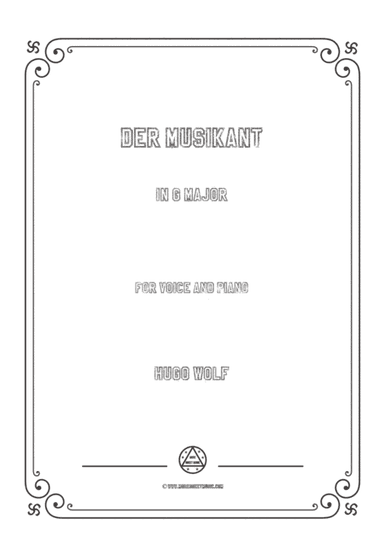 Wolf-Der Musikant in G Major,for Voice and Piano (arr. MSM)