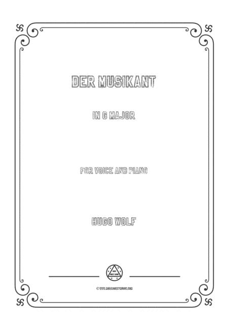 Wolf-Der Musikant in G Major,for Voice and Piano (arr. MSM)