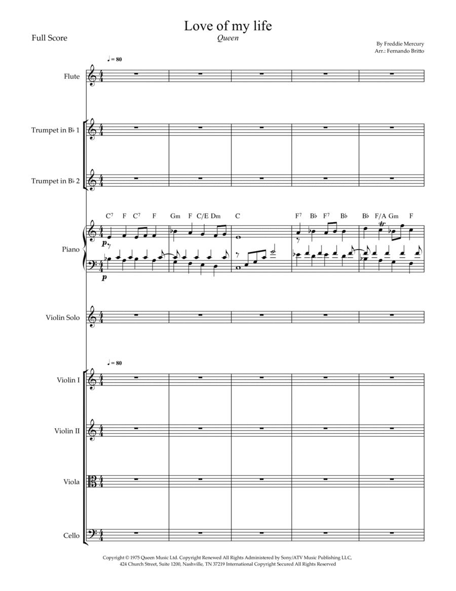 Love Of My Life (arr. Fernando Britto)