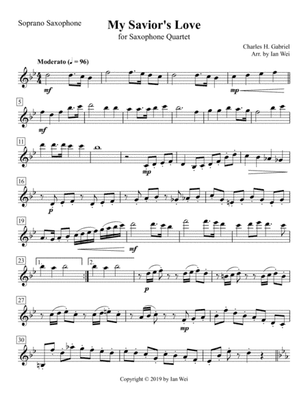 My Savior's Love for Saxophone Quartet (arr. Ian Wei)