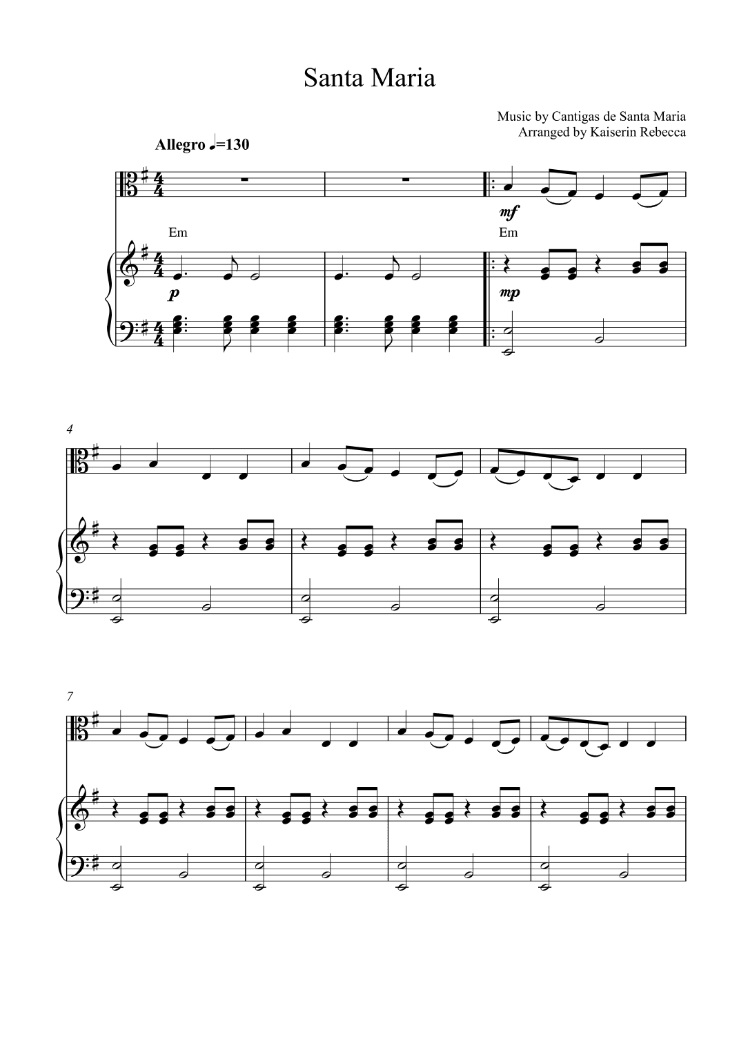Santa Maria (arr. Kaiserin Rebecca)