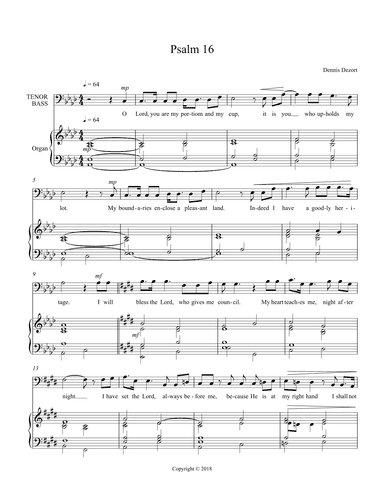 Psalm 16 for solo voice and organ