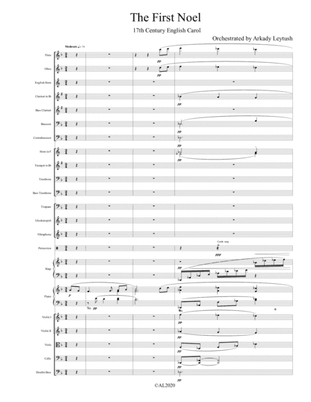 "The First Noel", Orchestrated by Arkady Leytush, Full Orchestra - Score Only